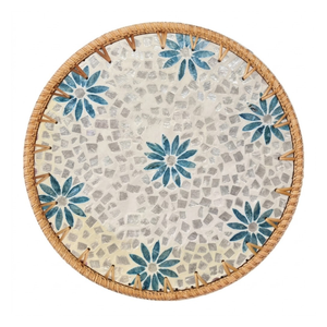 Napperon exquis en nacre et rotin, tapis tressé style jonc de mer, décoration artisanale pour bar à domicile - Product Image 2