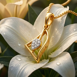สร้อยคอจี้เพชรทรงหยดน้ำแบบมินิมอลลิสต์ - Product Image 5