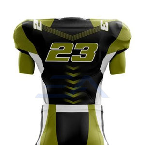 Ensemble d'uniformes de football américain pour hommes, manches courtes, col en V, imprimé par sublimation, vert 23, ajusté, jersey respirant et pantalon - Product Image 4