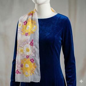 Foulard Hijab en Chiffon Brodé Floral avec Strass pour Femme, Châle Long Traditionnel Africain Respirant pour Usage Quotidien - Product Image 3