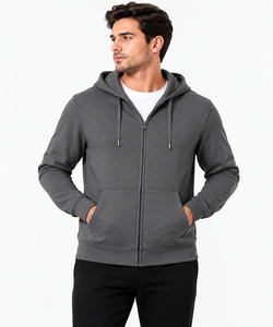 Sudadera con Capucha y Cierre Completo para Hombre, Corte Regular, Tejido de Punto Jersey, Transpirable, de Secado Rápido, Ropa Casual de Invierno - Product Image 3