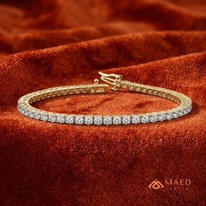 สร้อยข้อมือเทนนิสโมอิสซาไนต์ทรงกลมชุบทอง 18K สำหรับผู้หญิง เครื่องประดับแฟชั่นหรูหรา สวมใส่ได้ทุกวัน ของขวัญสำหรับงานหมั้น - Product Image 3