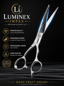 Ciseaux droits pour gauchers NYBL-55 de 5,5 pouces, JAPON, acier 440C, tranchants, dureté 58-59HRC, manche en acier inoxydable, ciseaux de barbier, cheveux, 28 - Product Image 2