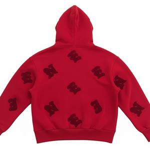 Sudadera con Capucha Oversize de Corte Cuadrado con Bordado de Corazones en Toda la Superficie para Hombre, Sudadera de Algodón de Alto Gramaje Estilo Box Fit - Product Image 2