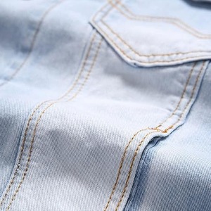 Customized High Quality Breathable Men's Vintage <b>Denim</b> <b>Jacket</b> Embroidered Details Solid Color <b>Custom</b> Front Pockets 100% Cotton - Product Image 3