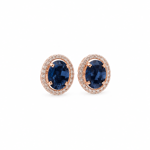 18K Rose Gold Oval Rainbow <b>Crystal</b> Halo <b>Stud</b> <b>Earrings</b> for Women High Polish Wedding Party Gift Fine Jewelry Design - Product Image 2