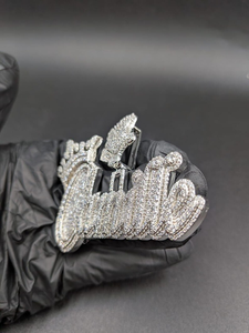 Hip Hop <b>Crown</b> Pendant 925 Round Brilliant Cut Sterling <b>Silver</b> Moissanite Diamond Iced Out Luxury Bling Jewelry Wear - Product Image 3