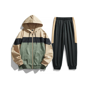 Ensemble de survêtement décontracté pour homme en molleton de coton, sweat à capuche et pantalon de jogging, fermeture éclair intégrale, vêtements de sport personnalisés - Product Image 1