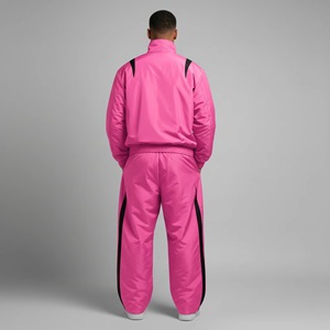 Conjunto Deportivo para Hombre, Color Rosa, con Cierre Completo, Cuello Alto, Estilo Deportivo, Transpirable, de Poliéster, para Primavera, Corte Regular, con Bolsillos Laterales - Product Image 1