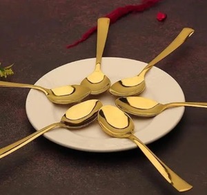 Wholesale <b>Gold</b> PVD Stainless Steel Classic Design Long Handle Eco-Friendly Non-Toxic Durable Lightweight Dishwasher Safe <b>Spoons</b> - Product Image 2