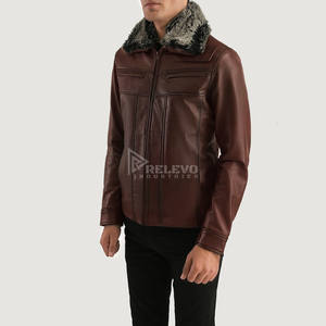 Chaqueta de Cuero Negra para Hombre, Estilo Motero, Cuello Alto Clásico, Cuero Genuino, Entrega Rápida - Product Image 2