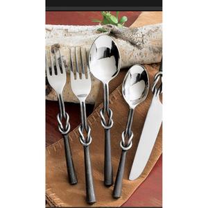 Silver <b>Flatware</b> Sets Latest Leaf Pattern Design Pewter Antique Cutlery Set 5 Pcs Eco Friendly & Dishwasher Safe Durable - Product Image 6