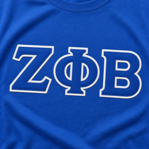 Zeta Phi Beta T-Shirt <b>Women</b> Royal Blue Greek Letter Twill Applique ZOB Crew Neck Short Sleeve Cotton Tee Sorority <b>Top</b> - Product Image 5
