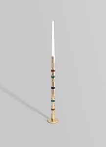 Delicate <b>Candle</b> <b>Stick</b> Holder with Colorful Inlay Bands for Home Decoration - Product Image 2