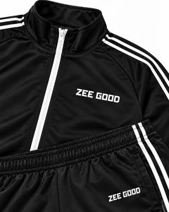 Men's <b>Black</b> <b>Windbreaker</b> Tracksuit Set Stand Collar Jacket Full Length Pants Side Stripes Elastic Waist - Product Image 5
