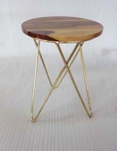 Mesa de Centro de Hierro con Tapa de Madera para Jardín, Mesa de Madera para Sala de Estar, Mesa de Café, Mesa de Exterior, Muebles de Jardín - Product Image 3