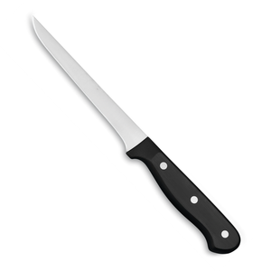 Couteaux à désosser professionnels en acier inoxydable, lame étroite incurvée et tranchante, avec manche ergonomique noir à triple rivet pour viande et volaille - Product Image 4