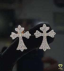 Korean Style Crystal Cross <b>Stud</b> Earrings Elegant Fashion Jewelry For Women Daily And Party Wear - Product Image 6