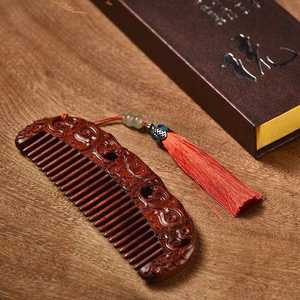 Peineta de Pelo Premium de Amor Eterno, Recuerdo de Boda, Peineta China Antigua Tallada a Mano con Flor de Rosa, Artesanía Natural - Product Image 5