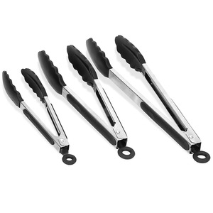 Pinces en acier inoxydable avec embouts en silicone rouge, résistantes à la chaleur jusqu'à 260°C, outil de cuisine pour la manipulation de la viande - Product Image 4