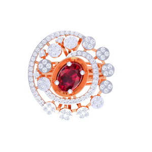 Anillo de Cóctel con Rubí Chapado en Oro Rosa, Diseño Floral en Espiral Único, Joyería Fina para Novia, Regalo - Product Image 2