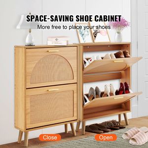 Organizzatore per Scarpe da Ingresso Autoportante in Rattan con 2 Cassetti Ribaltabili - Product Image 2