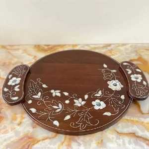 Plato de madera con incrustaciones de nácar de diseño único, moderno y decorativo, último diseño de plato para servir a un precio asequible. - Product Image 2