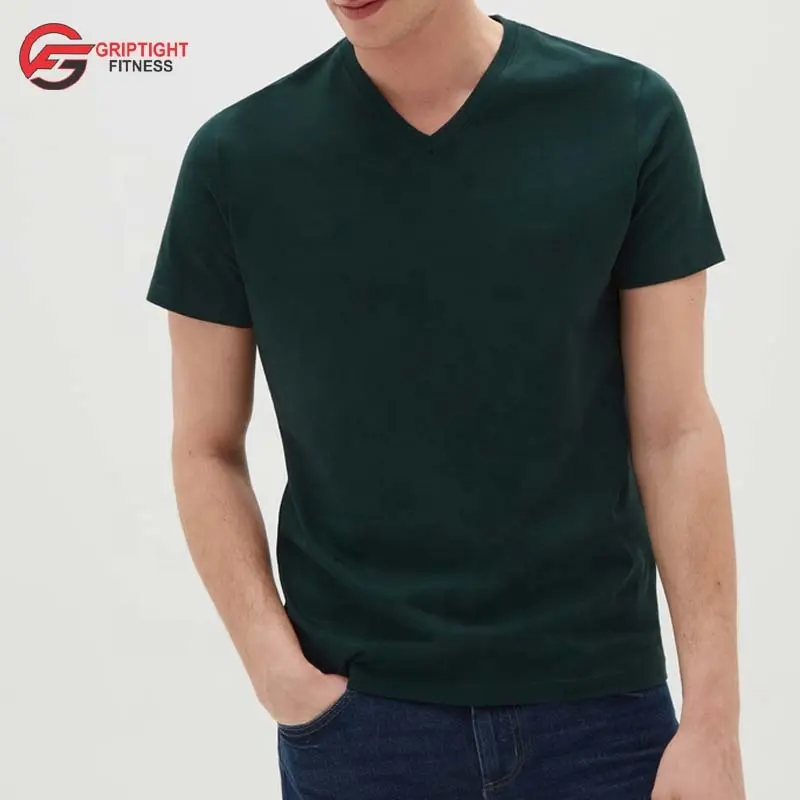 पुरुषों की लघु आस्तीन वि गर्दन मामूली गलती टी शर्ट