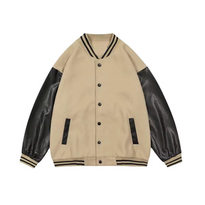 แจ็คเก็ตเบสบอลแบบกำหนดเองสำหรับผู้ชาย OEM รุ่น Letterman Varsity ไซส์ใหญ่ แขนหนังแกะ ปักลายเชนิลล์ สำหรับฤดูหนาว ดีไซน์เบสบอลที่ปรับแต่งได้ - Product Image 1