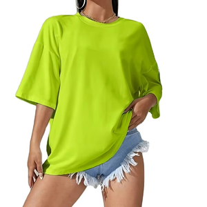 Regular Neck T-Shirt Solid Color Casual Summer Blouse Regular Fit <b>Machine</b> Washable Breathable Eco-Friendly 100% Cotton - Product Image 1