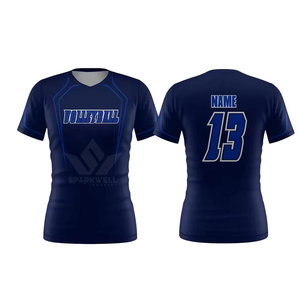 เสื้อวอลเลย์บอลแบบยูนิเซ็กซ์สีกรมท่า คอวี แขนสั้น ผ้าโพลีเอสเตอร์ซับเหงื่อ ระบายอากาศได้ดี ทรงพอดีตัว สำหรับผู้ใหญ่ ชุดกีฬาทีม - Product Image 2
