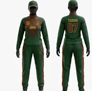 Premium Polyester Rugby Tracksuit Unisex 220 GSM Green Brown Custom <b>Heat</b>-Transfer Printing Full Zip Top Matching <b>Pants</b> - Product Image 1