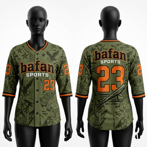 Maillot de baseball en polyester mesh 220 GSM olive orange avec impression de logo personnalisé par sublimation, maillot de baseball pour femmes - Product Image 1