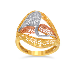 Anillo de Diseño de Hoja Calada Chapado en Oro, Plata y Oro Rosa de Primera Calidad para Mujer, Joyería de Moda Contemporánea - Product Image 1