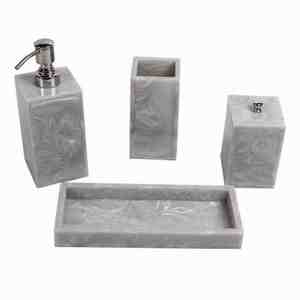 Eco-Friendly Luxury White Resin <b>Bathroom</b> <b>Accessories</b> <b>Set</b> Four-Piece Premium Items - Product Image 2