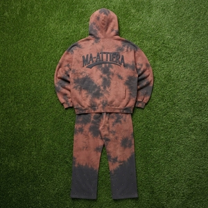 Conjunto de Sudadera con Capucha y Cremallera Marrón/Negro con Lavado Ácido y Pantalones de Pierna Ancha para Hombre, Chándal Bordado Estilo Urbano, OEM Personalizado - Product Image 5