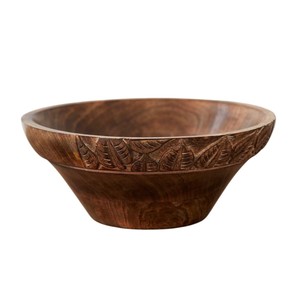 Bol à fruits en bois de manguier cannelé, durable et très vendu, fait main, décoratif, à bords festonnés, pour salon, logo personnalisé - Product Image 3