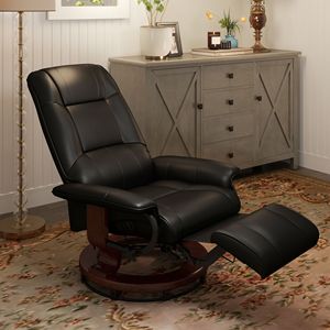 Poltrona Reclinabile Girevole in Ecopelle Nera con Poggiapiedi Regolabile per il Relax Femminile nel Soggiorno - Product Image 2