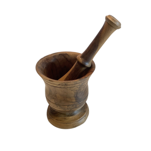 Mortero y Pilón de Madera Maciza Hechos a Mano, Ecológicos y Naturales, para Moler Hierbas y Especias en la Cocina, Herramienta Manual 61 - Product Image 6