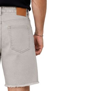 Pantalones Cortos de Mezclilla Gris Claro Personalizados para Hombre, Casuales de Verano, de Algodón, Corte Recto, con Dobladillo sin Rematar, Lavados, con Logotipo Personalizado, OEM, ODM, Venta al por Mayor - Product Image 4