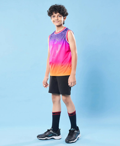 Boys Basketball Uniform Sublimation Gradient Sleeveless Jersey Tank Top and <b>Shorts</b> Set Kids Youth Sportswear Custom Team Wear - Product Image 2