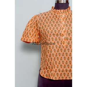 Blusa Informal de Verano con Estampado Indio, 100% Algodón Puro, Diseño Floral Bohemio, Ecológica, Transpirable, Manga Corta - Product Image 2