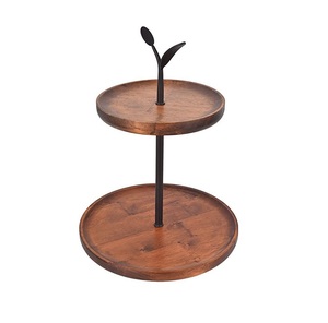 Elegant Natural Wooden <b>Cake</b> Stand With Smooth Round Plate For <b>Wedding</b> Dessert Table And Home Kitchen Display - Product Image 3