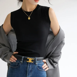 Débardeur Camisole Femme Écologique en Coton Biologique à Séchage Rapide, Très Extensible, Col Rond, Respirant, Couleur Unie, Style Streetwear - Product Image 3