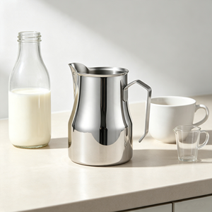 Pichet à <span class=keywords><strong>lait</strong></span> portable et réutilisable OEM 450 ml/15,2 oz en acier inoxydable pour expresso, <span class=keywords><strong>mousseur</strong></span> à <span class=keywords><strong>lait</strong></span>, bec verseur pour barista et latte art - Product Image 6
