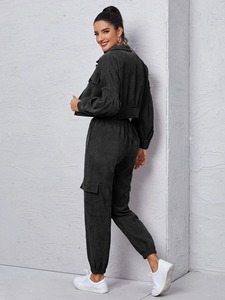 Conjunto deportivo para mujer, chándal ajustado de algodón y poliéster con capucha y cremallera, pantalones jogger transpirables y elásticos para gimnasio. - Product Image 3