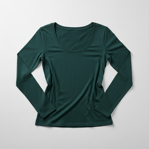 Women's Fall Season Scoop Neck Long Sleeve Top Fitted Cotton <b>Blend</b> Soft Fabric Plain Color OEM Wholesale Pakistan Supplier - Product Image 4