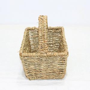 Seagrass Woven Storage <b>Basket</b> Rectangular Handled Organizer Natural Color Boho Home Picnic <b>Gift</b> Holder - Product Image 3