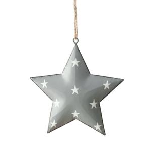 Décoration de Noël suspendue en métal gris en forme d'étoile, ornements pour sapin de Noël, sublimation vierge - Product Image 1