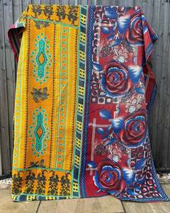 Manta Kantha Vintage al por Mayor, Reversible, de Retazos, Hecha con Sari Reciclado, para Cama - Product Image 6
